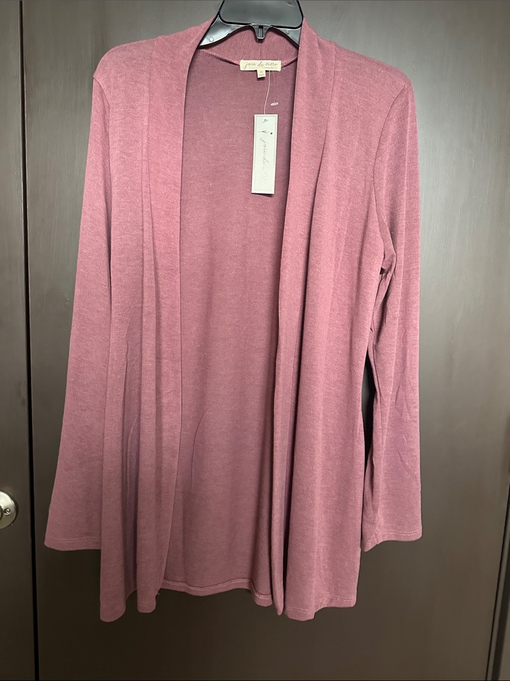 NWT Joie de Vivre Women's Open Front Rose Pink Lightweight Cardigan Sweater